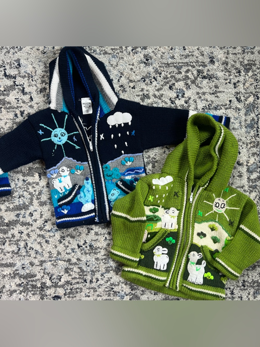 Lot of 2: Handmade Peruvian Sweater Wool/Acrylic Zip Cardigans